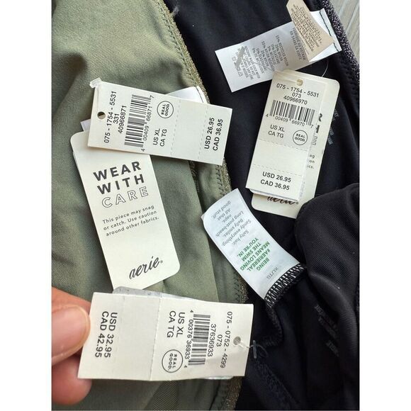 Aerie Plunge Longline Triangle Bikini Top & Sparkle Cheekiest Bikini Bottoms Siz - Picture 9 of 12